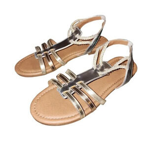 Nina Women's Keva Gold Silver Flats Sandals Size 5